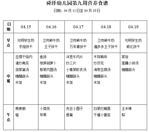 2024.2第九周幼儿营养食谱