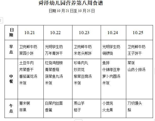 2024.9第八周幼儿营养食谱