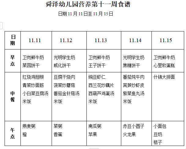 2024.9第十一周幼儿营养食谱